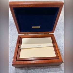 Tiffany & Co cherry wood jewelry stationary box